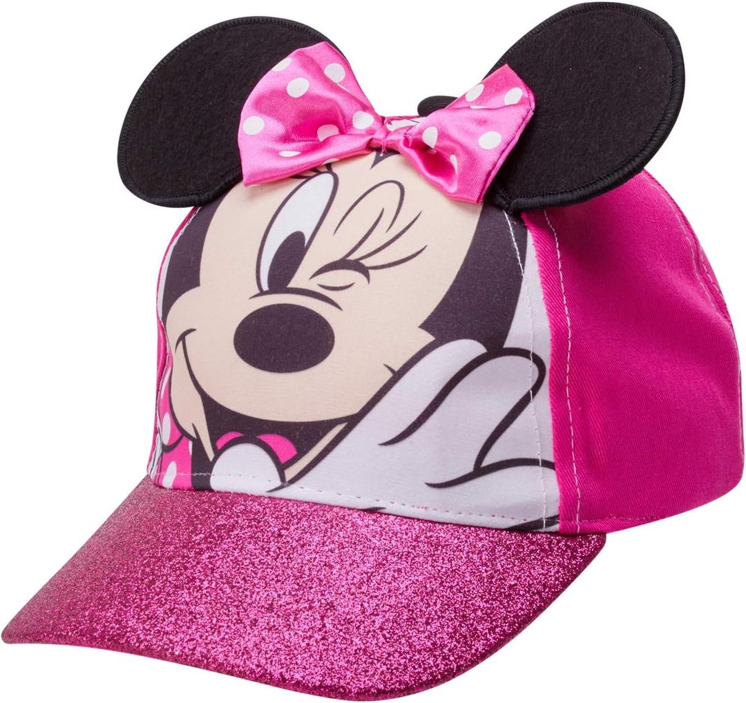 Disney Girls’ Minnie Mouse Glitter Baseball Cap – Minnie Mouse Costume Hat with 3D Ears (4-7Y)