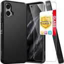 TJS Compatible for Motorola Moto G 5G (2024) Case, with Tempered Glass Screen Protector, Dual Layer Hybrid Magnetic Support Shockproof Heavy Duty Cover Phone Case (Black)