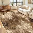 RELEANY Washable Area Rugs 6'x9' Non-Slip Modern Abstract Soft for Living Room Entryway Bedroom Nursery, Print Pattern, Brown Tan Beige Coffee