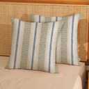 Blue Sage Green Pillow Covers 18x18 Set of 1 Boho Outdoor Striped Throw Pillow Covers Abstract Modern Geometry Decorative Pillowcase Farmhouse Linen Cushion Case Decorations for Sofa Couch