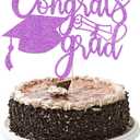 Congrats Grad Cake Topper, 2025 Graduation Cake Topper, Congrats Grad Decorations, 2025 High School/College/Senior Graduation Party Decorations Supplies. purple (Chroma-1)