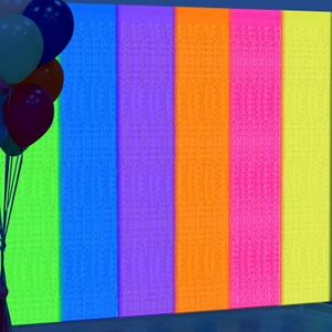 4 Pack Glow in The Dark Wavy Foil Fringe Curtain UV Black Light Neon Party Decor 3.3x6.6ft Fluorescent Backdrop Tinsel Streamer for Birthday Neon Party Supplies Photo Prop (Multicolor)
