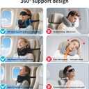 Patented Head-Bobble-preventing Ergonomic 360° Supporting Golden Formula Memory Foam Travel Neck Pillow w/3D Contoured Eye Mask Set Long Trip Sleeping Essentials for Airplane Flight Car Bus