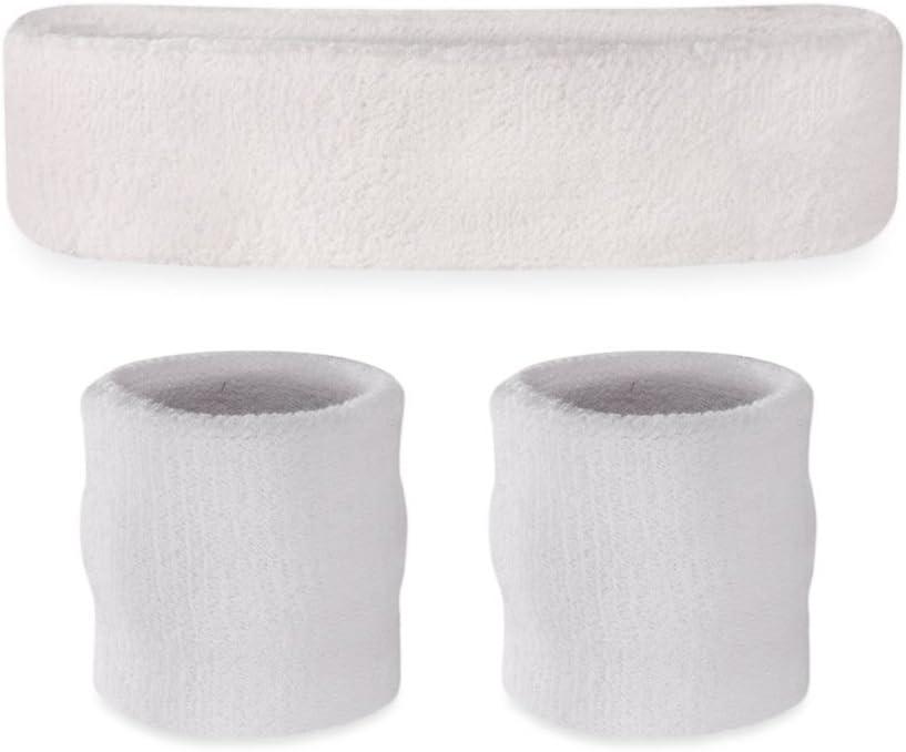 Suddora Sweatbands for Kids, Moisture Wicking 2 Wristbands and 1 Headband Set, Soft and Skin-Friendly Fabric, Moisture-Wicking Athletic Sweat Bands for Basketball, Baseball, Soccer (White)