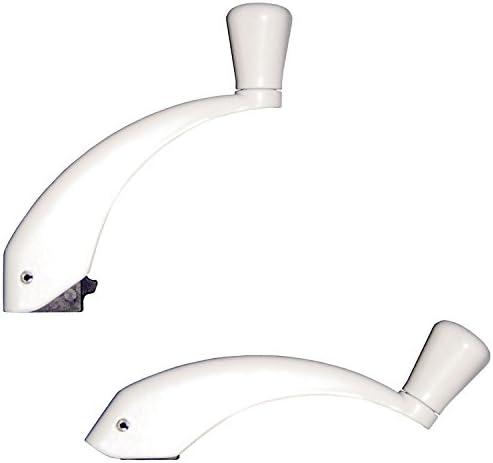 Ideal Security Fold-Down-Handle Window Cranks, Replacement for Standard Casement Window Handles with 11/32" Spline Shaft, White 2 Count, (Pack of 1)