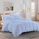 Xtream Fabric 1 Piece Frilled Duvet Cover Corner Edge Ruffle Comforter Cover & 4 Pillowcase, 5 PCs Frilled Duvet Set Cotton 800 TC King/California King Size, Light Blue