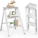 Acrylic 3 Step Ladder, Folding Transparent Step Stool with Anti-Slip Steps