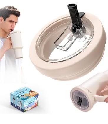 40 Oz Tumbler Flip Straw Lid for Stanley Quencher, Silicone Leak Proof Replacement Cover Reusable, Splash Resistant Cup Lids Accessories with Cleaning Brush Set