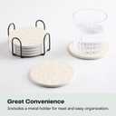 Set of 6 Floral Beige Coasters with Holder, Absorbent Ceramic Drink Coasters with Cork Backing for Table Protection, Coffee Table Décor
