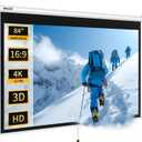 WASJOYE 84'' Projector Screen Manual Pull Down - 16:9 HD Retractable Projection Screen with Auto Locking - 4K 3D Projector Screen Anti-Crease for Home Theater Cinema Office Education Presentation