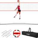 12FT/20FT Portable Volleyball Net Volleyball Net for Backyard Freestanding Volleyball Practice Net Outdoor Indoor Volleyball Training Set with Adjustable Height Carry Bag and Volleyball