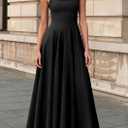 PRETTYGARDEN Cocktail Dresses for Women Formal 2026 Summer Sleeveless A Line Long Flowy Spring Wedding Guest Party Midi Dress (Black, XL)