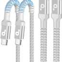 USB C to USB C Cable 10FT, 2Pack USB C Charger Cable, Long Type C Fast Charging Cable Nylon Braided USBC Charger Cord Compatible with iPhone 17/16/15/Plus/Pro Max/Samsung Galaxy S23 and More-Silver