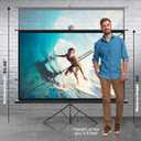 Pyle 60 Inch Portable Projector Screen with Tripod Stand Fold Out Roll Up, HD Premium 16:9 Aspect Ratio, Matte Viewing Surface for Indoor and Outdoor Use, Perfect for Home, Office and Presentations