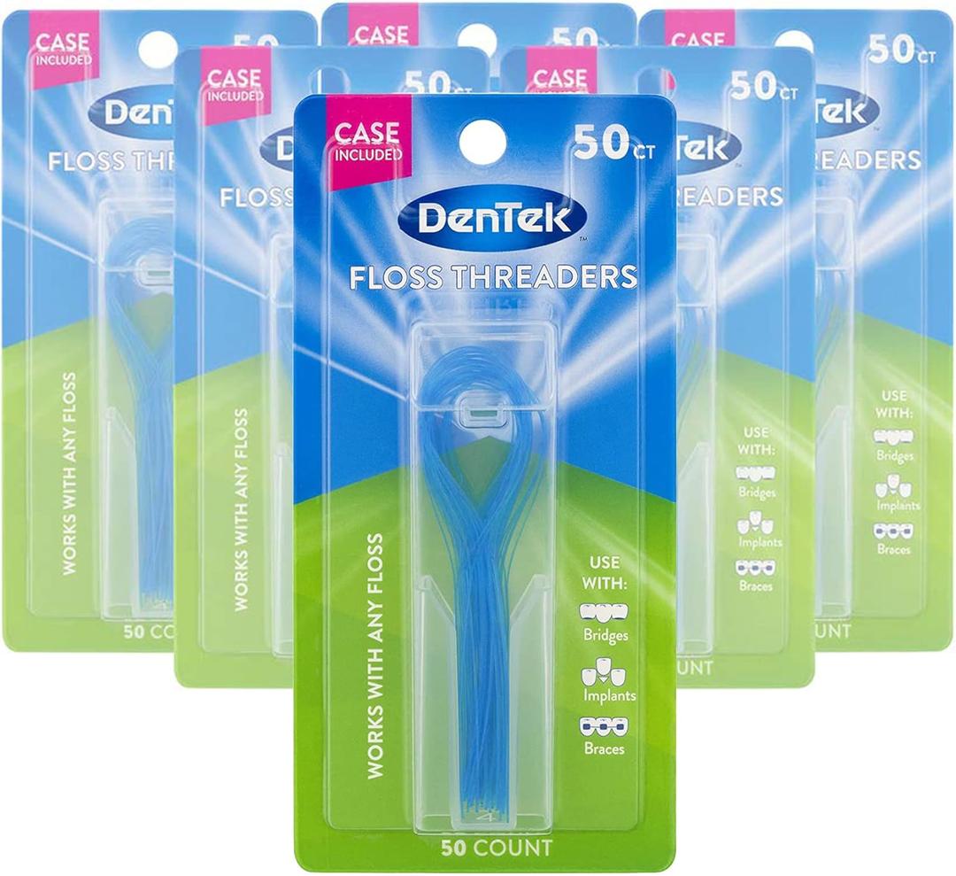 DenTek Floss Threaders for Braces, Bridges & Dental Implants, 50 Ct, 6 Pack