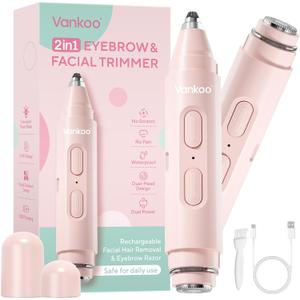 Eyebrow Razor 2 in 1 Rechargeable Razor for Women with Built-in LED Lights, Painless Hair Removal for Flawless Skin and Makeup