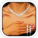 Aukmla Bridal Jewelry Set Silver Rhinestones Bride Wedding Necklace Earring Sets Prom Necklaces for Women
