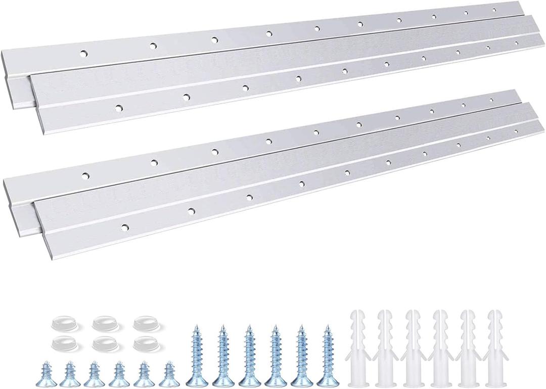 French Cleat Picture Hanger, Aluminum Z Hanger Supports 120lbs - Interlocking Wall Mounting Bracket Hardware Kit for Hanging Mirrors, Picture, Shelf, Whiteboard, Art, Frames (24 inch-2 Pairs)