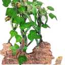 Hamiledyi Reptile Climbing Branch Leaves with Suction Cups Terrarium Plant Decoration Tank Accessories for Amphibian Lizard Bearded Dragons Gecko Snake