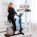 Enayplon Small Standing Desk with Wheels, Portable Treadmill Desk, Rolling Desk Adjustable Height for Laptop, Mobile Standing Table for Walking Pad, Bedside Table, 23" W x 15" L x 41" H