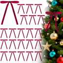 3 x 32pcs Velvet Bows for Christmas Tree Decorations, Pre-Tied Christmas Velvet Bows for Wreaths, Gift Wrapping, Garland, Fireplace Decor. (3/8" W, 5 * 7in) (Burgundy)