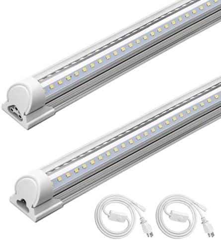 Barrina T8 LED Shop Light 4FT, 40W 5500LM 6500K, Clear Cover, Garage Lights Ceiling, V-Shape LED Light Fixture, Work Shop Lights for Garage, Warehouse, Basement, ETL Listed, 2 Packs