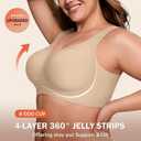 LetsJoli Bras for Women Supportive Wireless Push Up Bra Full Coverage No Underwire Seamless Plus Size for Older Women (Beige, XXL)