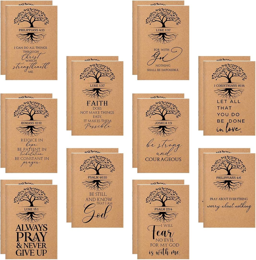 Kosiz 20 Pcs Christian Gift Bulk Bible Verse Prayer Journal Inspirational Mini Christian Notebooks Religious Scripture Gift for Women Men Student Sunday School Church Members Easter Party Favor