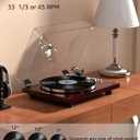 Record Players Wireless Output Vintage Turntables for Vinyl Records Aluminium Platter Carbon Fiber Tonearm Belt-Drive 33 45 RPM Phono Audio AT-3600L MM Cartridge RCA Line Anti-Skate Pitch Control Red