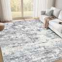 Area Rugs 8x10 Living Room: Washable Large Abstract Modern Neutral Soft Rug Stain Resistant Non-Slip Backing Carpet for Bedroom Dining Room Indoor Nursery Dorm Home Office Decor - Blue Grey
