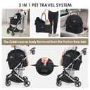 T3 Pro 3-in-1 Small Pet Stroller for Dog & Cats, 4 Wheels with Detachable Carrier with Pad, Canopy and Cup Holder (Black)