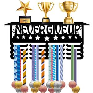 Medal Hanger Display Holder Rack Running Medal Holder for Awards or Ribbons Never Give Up Awards Hanger Metal Race Plaques Hanger for Athlete Boy Girl Holder Gifts for Runners
