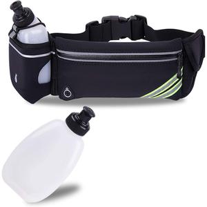 Waterproof Running Belt Water Bottle Waist Pack,Sport Pouch Fanny Pack for Men Women Runners Waist Bag,Hybration Workout Running Phone Holder for iPhone 15 14 13 12 11 Pro Max Xs Xr X 8 7 Plus Galaxy, 02-big Black Running Belt With Water Bottle