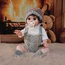 Cloveray Reborn Baby Doll, 18-Inch Realistic Newborn Baby Doll with Hand-Rooted Hair and Cute Sweater, Full-Body Vinyl Baby Dolls for 3+ Ages, Gifts, Collect