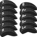 Craftsman Golf 11pcs/Set Neoprene Iron Headcover Set with Large No. for All Brands Callaway,Ping,Taylormade,Cobra Etc. (Black)