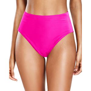 Tempt Me Womens High Cut High Waisted Bikini Bottoms Tummy Control Bathing Suit Bottoms Swim Bottom Swimsuit Bottom (Hot Pink)