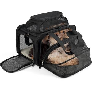 top and 1 Side Expandable, 17x11x11 Soft-Sided pet Carrier, TSA and American/Delta/United Airline Approved,for Small Dog/Puppy/cat underseat in Airplane and Vet.