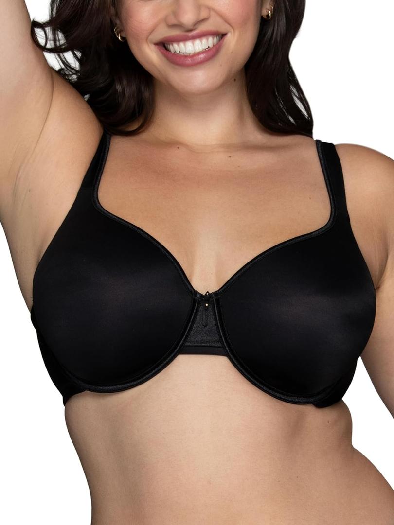 Vanity Fair Women's Bra with 2-Way Convertible Straps, Body Caress Full Coverage, Lightly Lined Cups Up to Dd (Black, L)