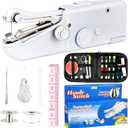 Handle Mini Sewing Machine Portable Hand Held Sewing Device Electric Mobile Knitting Machine with Sewing Kit Quick Stitch Tool Craft Supplies for Beginners Adults DIY Craft Clothes Fabric Stitching