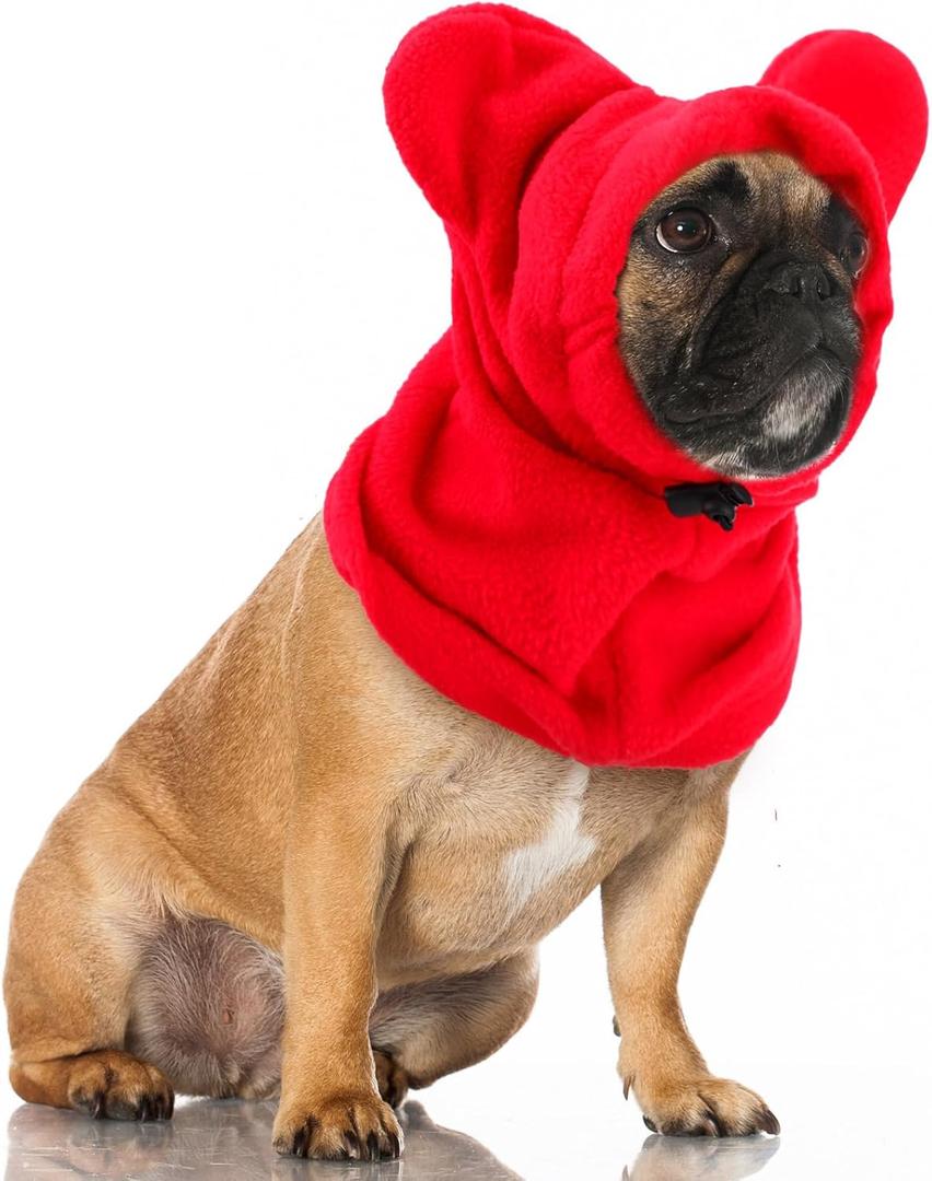 Winter Dog Hats Quiet Ears for Dogs Ear Muffs Pet Neck Warmer Scarf Hoodie Noise Protection Cover Beanie Head Wrap Costume for Pet Dog Cats(Red,M)