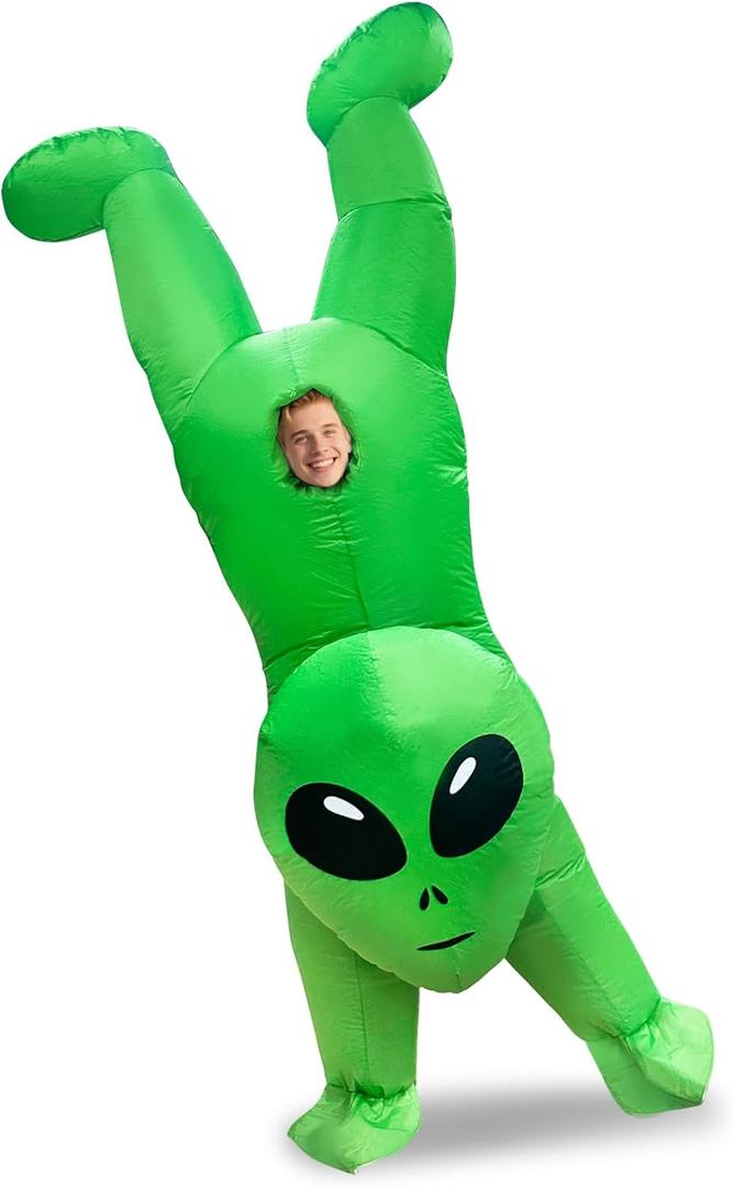 Camlinbo Inflatable Adults Halloween Costume Funny Alien Handstand Blow Up Costume for Halloween Funny Alien Theme Cosplay Party, One Size