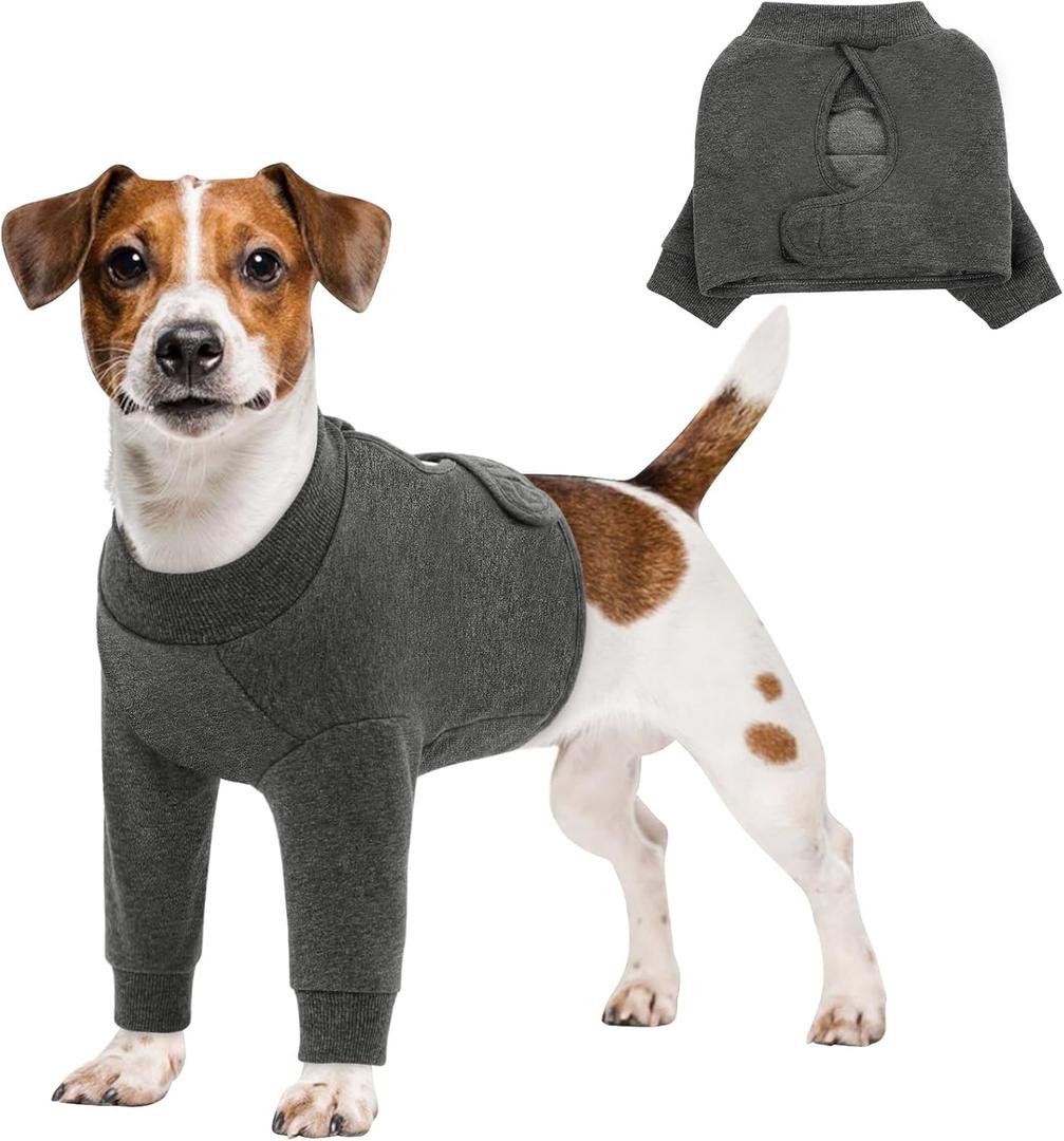 Queenmore Dog Surgery Recovery Sleeve Front Legs, Breathable Dog Recovery Sleeve, Elbow Protector Pet Cone Alternative After Surgery, Grey, M