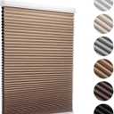 MYshade Cordless Blackout Cellular Shades for Windows, Honeycomb Window Shades with Thermal Insulation, Child & Pet Safe Room Darkening Shade, Easy Install, 18" W x 36" H, Light Brown