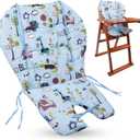 High Chair Pad,high Chair Cover/seat Cushion, Light and Breathable, Soft and Comfortable, Cute Pattern, Suitable for Most High Chairs, Baby Dining Chairs (Animal Pattern on Blue Background)