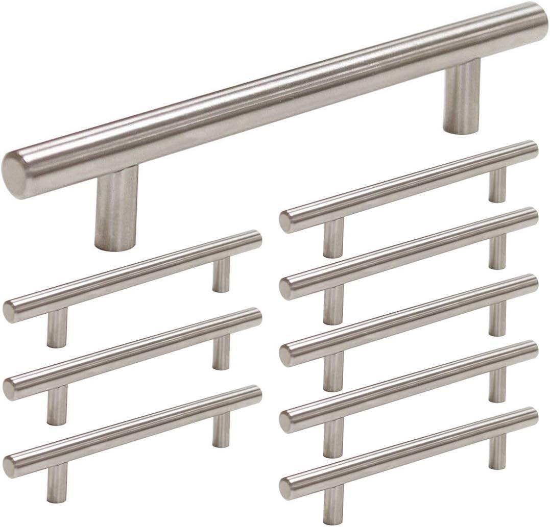 homdiy 10Pack 5in Cabinet Handles Brushed Nickel Cabinet Pulls - Cabinet Door Handles Modern Drawer Pulls for Kitchen Cabinets (5in hole centers)