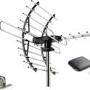 PIBIDI Digital HD TV Antenna, Amplified Attic/Outdoor Antenna, 360 Degree Rotation Wireless Remote, 4K 1080P VHF UHF, Mounting Pole Included, 200 Miles Range