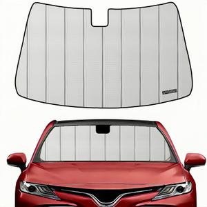 Custom-fit Windshield Sun Shade Compatible with 2025-2026 Tesla Model Y, Foldable Sun Shade Shield with Storage Pouch, Front Window Visor Sunshade