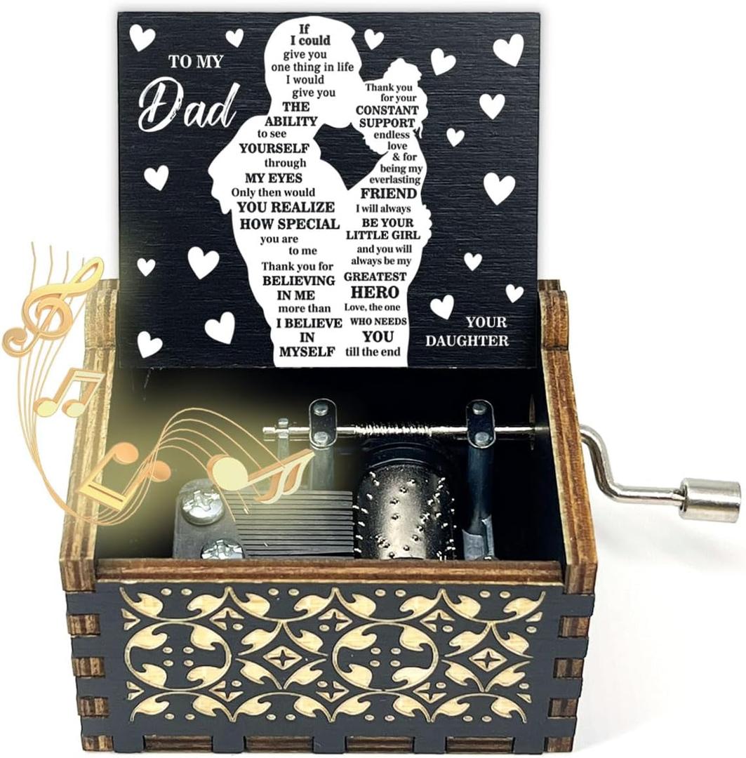 ukebobo Music Box Gifts for Dad, If I Could Give You One Thing in Life Music Box, You are My Sunshine Music Box, Dad Birthday Gifts from Daughter for Father's Day Birthday Christmas Day-002
