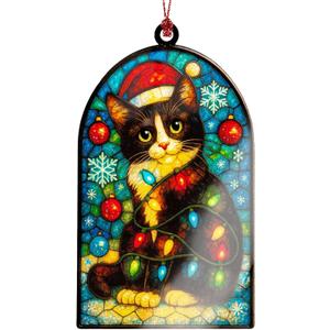 2 x Tuxedo cat Ornament - Tuxedo Cats Gift - Cats Christmas Ornament - cat Lover Gifts for Women - Christmas Ornament 2025 - White Elephant Gifts - Xmas Tree Funny Decoration