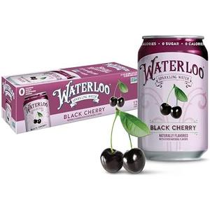 Waterloo Sparkling Water, Black Cherry Naturally Flavored, 12 Fl Oz Cans (Pack of 12) – Zero Calories and Zero Sugar or Sweeteners, BBD: Dec 13/26